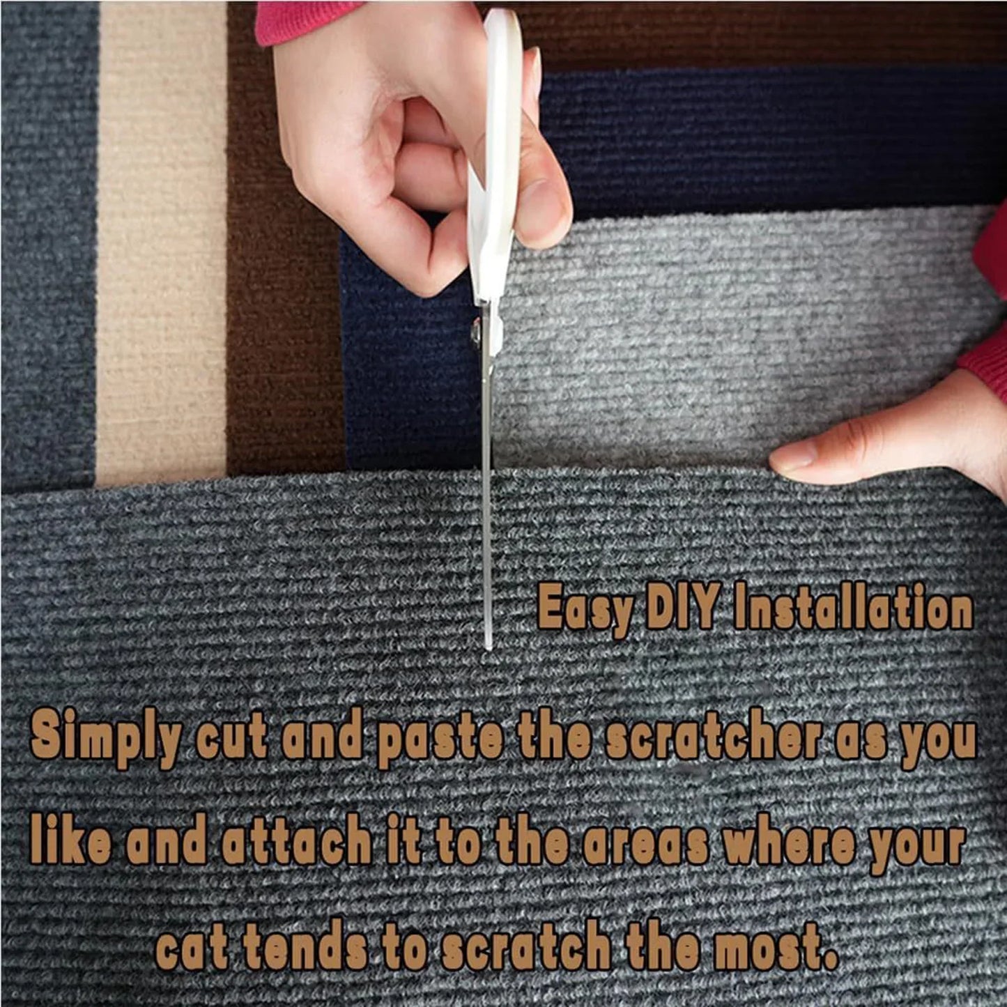 Alfombra Rascadora Autoadhesiva para Gatos — Protege tu Sofá, 8 Colores