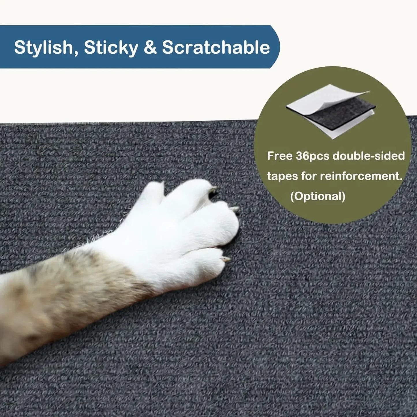 Alfombra Rascadora Autoadhesiva para Gatos — Protege tu Sofá, 8 Colores