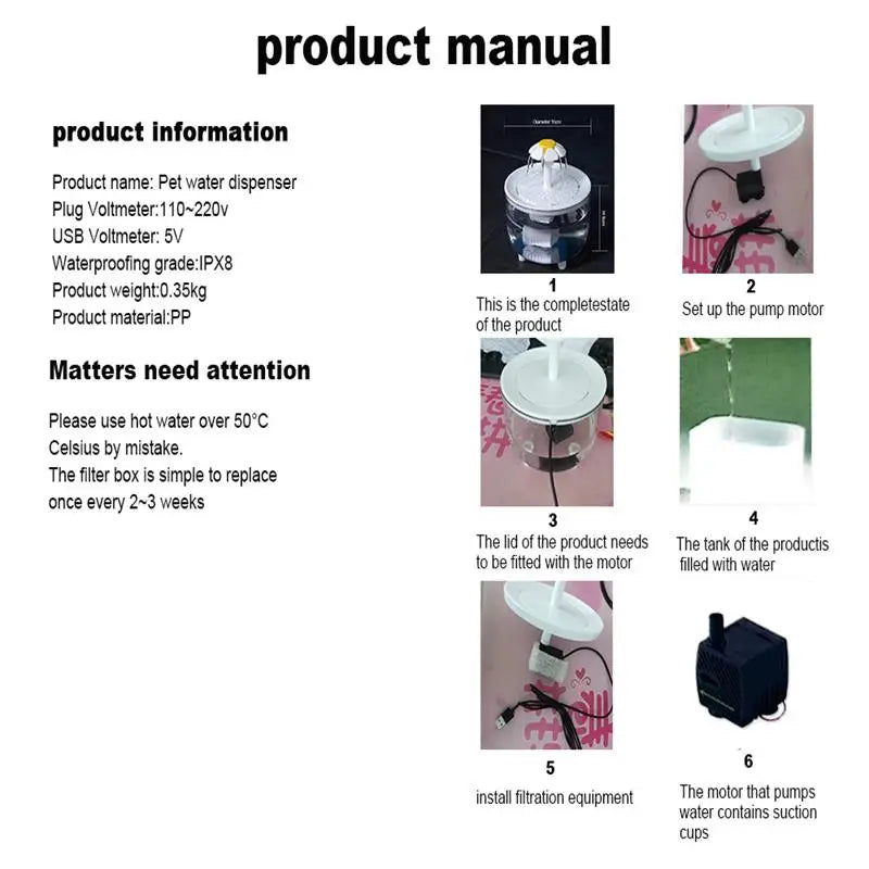 Fuente de Agua para Gatos con Filtro — Bebedero Silencioso USB 1.2L
