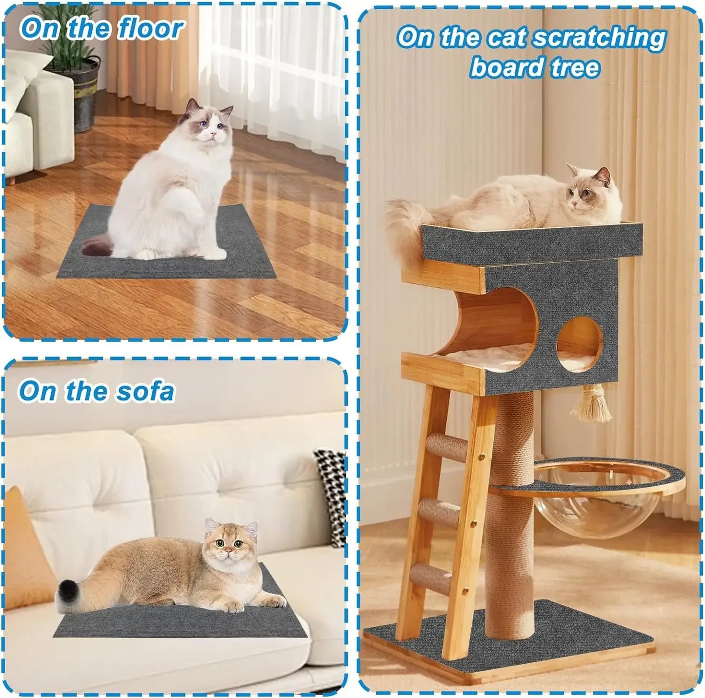 Alfombra Rascadora Autoadhesiva para Gatos — Protege tu Sofá, 8 Colores